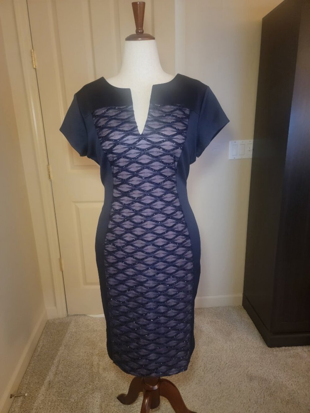 EUC! Connected Apparel, size 14, navy/midnight blue sheath dress